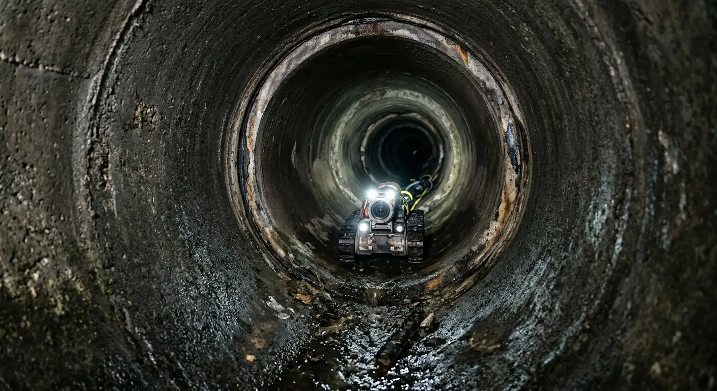 Robotic sewer camera inspecting pipe interior for Sewer Line Repair in Eustis
